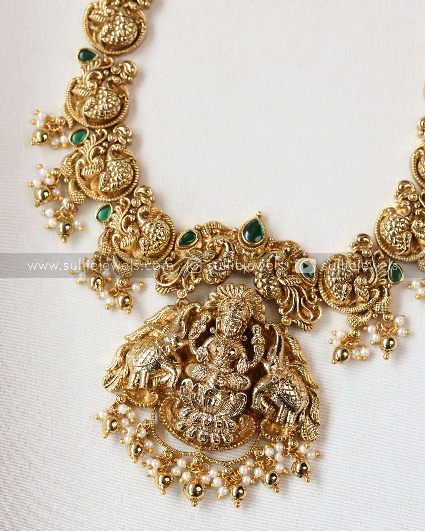 Premium Goddess Green Peacock Long Chain with Earring