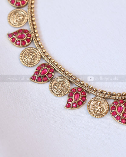 3726 - Sullie Basic Kemp Coin Maanga Maala with Studs - Pink