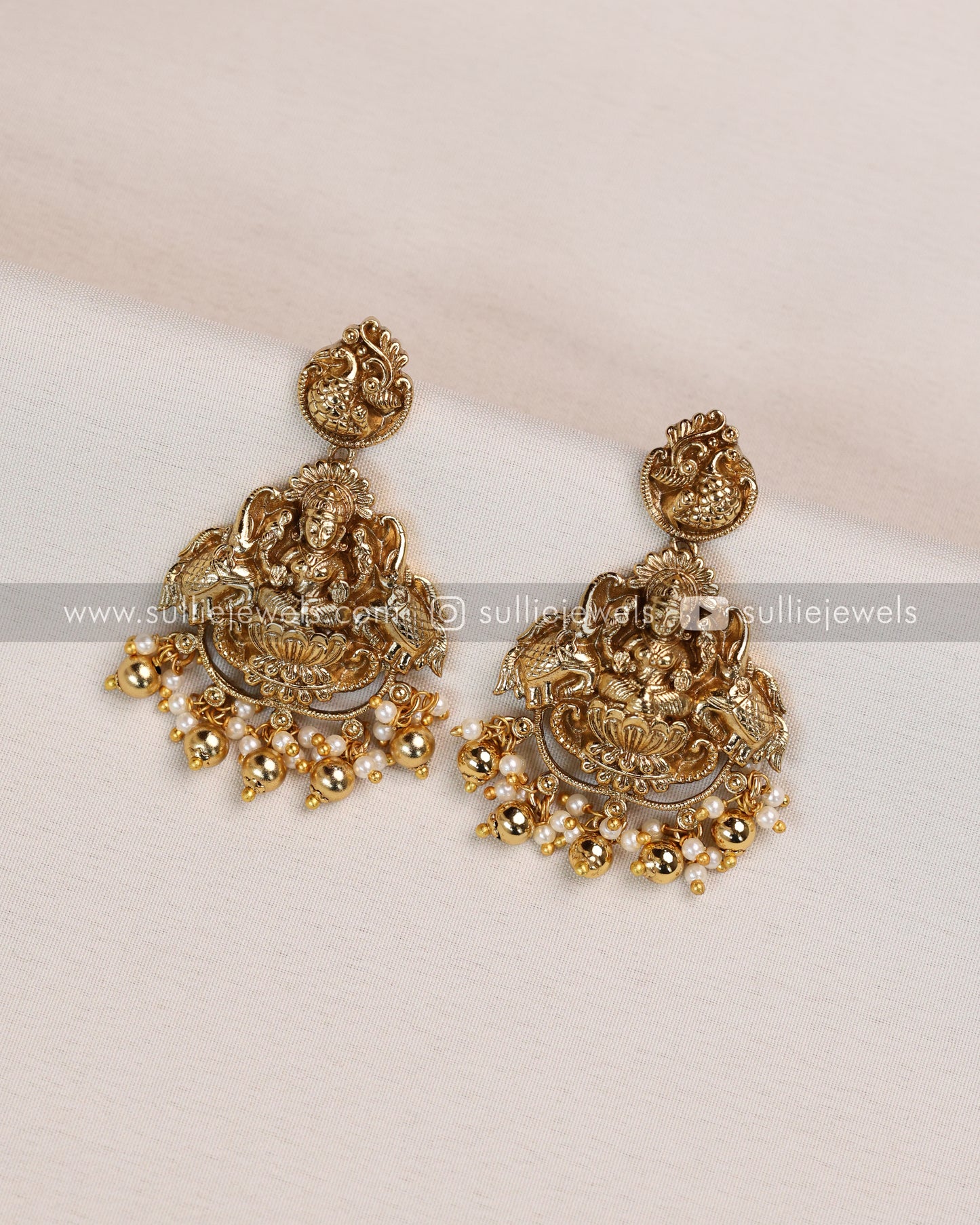 Premium Goddess Green Peacock Long Chain with Earring