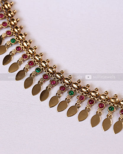 2164 - Sullie Basic Multicolour Stone Tube Bead Elakkathali Necklace with Stud