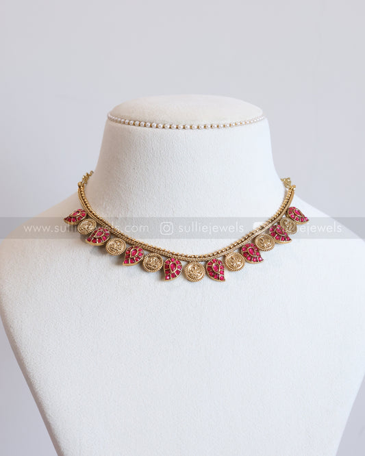 3726 - Kemp Coin Maanga Maala with Studs - Pink