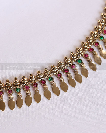 2164 - Sullie Basic Multicolour Stone Tube Bead Elakkathali Necklace with Stud