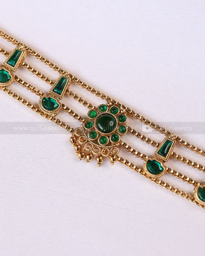 2175 - Sullie Basic - 4 Layer Green Palakka Choker with Stud