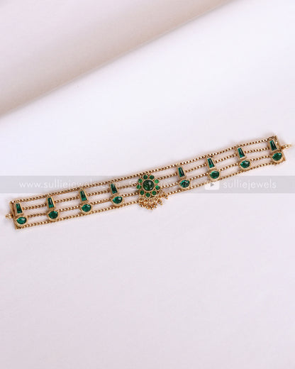 2175 - Sullie Basic - 4 Layer Green Palakka Choker with Stud