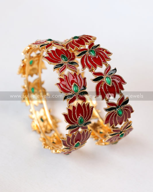 Sullie Basic - Lotus Flower Bangle - Set of 2