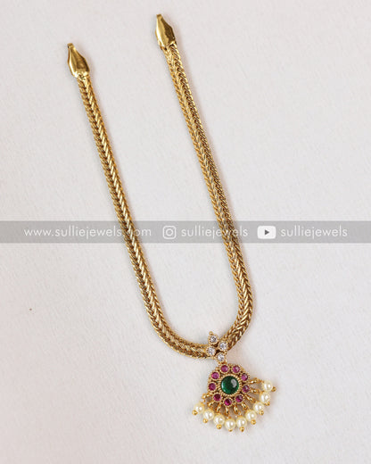 Traditional Attigai Multicolour Stone Choker with Earring