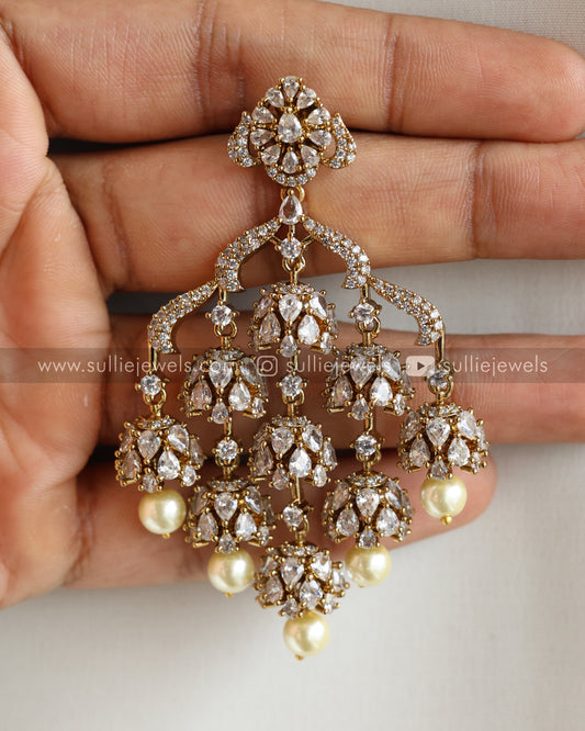 Designer AD Stone Premium Earring- White