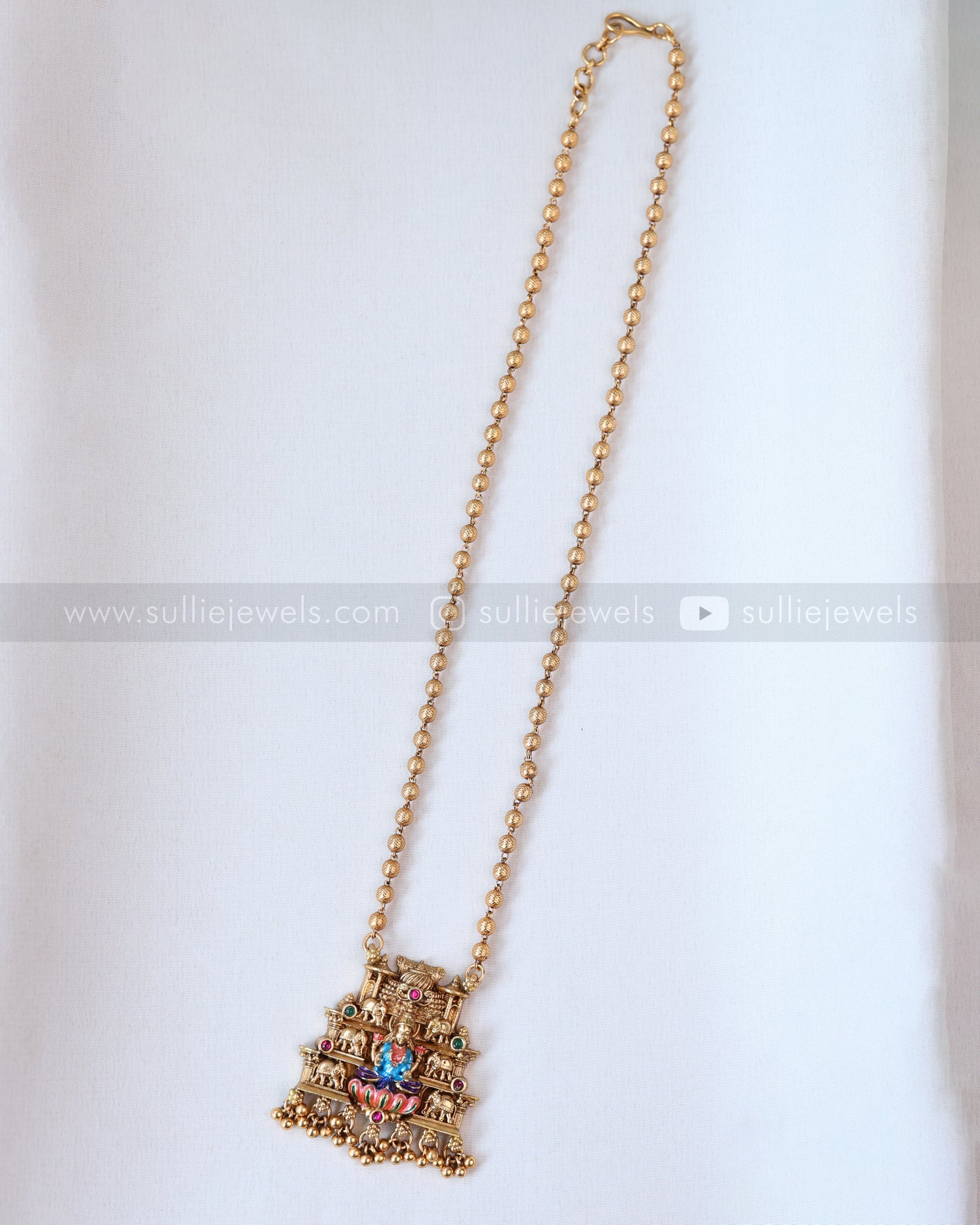 6058 - Sullie Basic Meenakari Lakshmi Elephant Chain with Earring