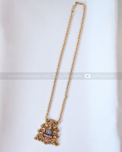 6058 - Sullie Basic Meenakari Lakshmi Elephant Chain with Earring