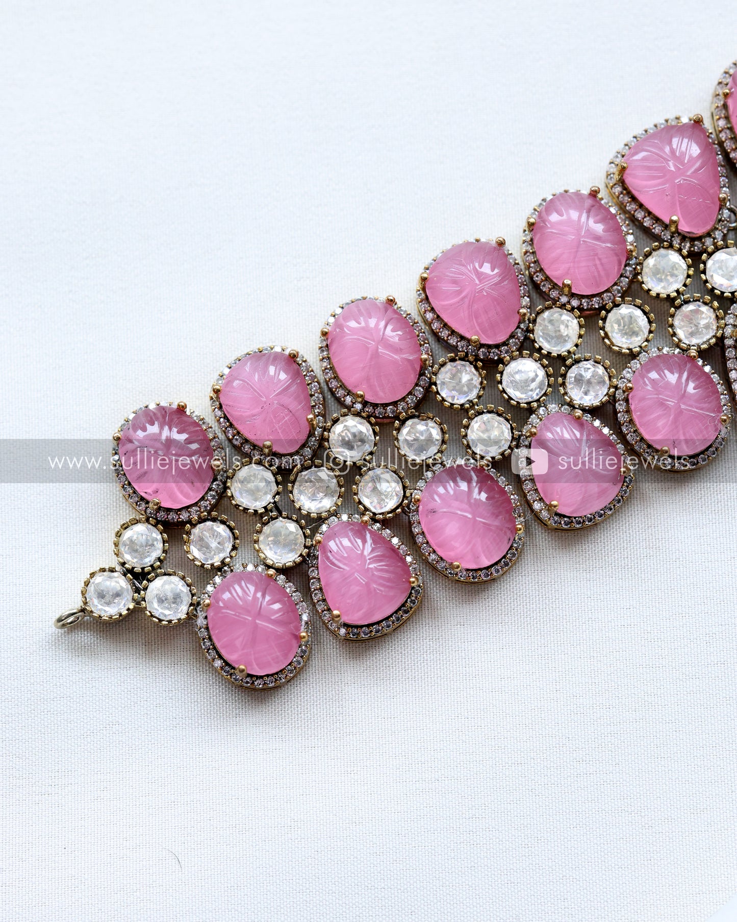 Carved Stone Premium Choker with Earring
