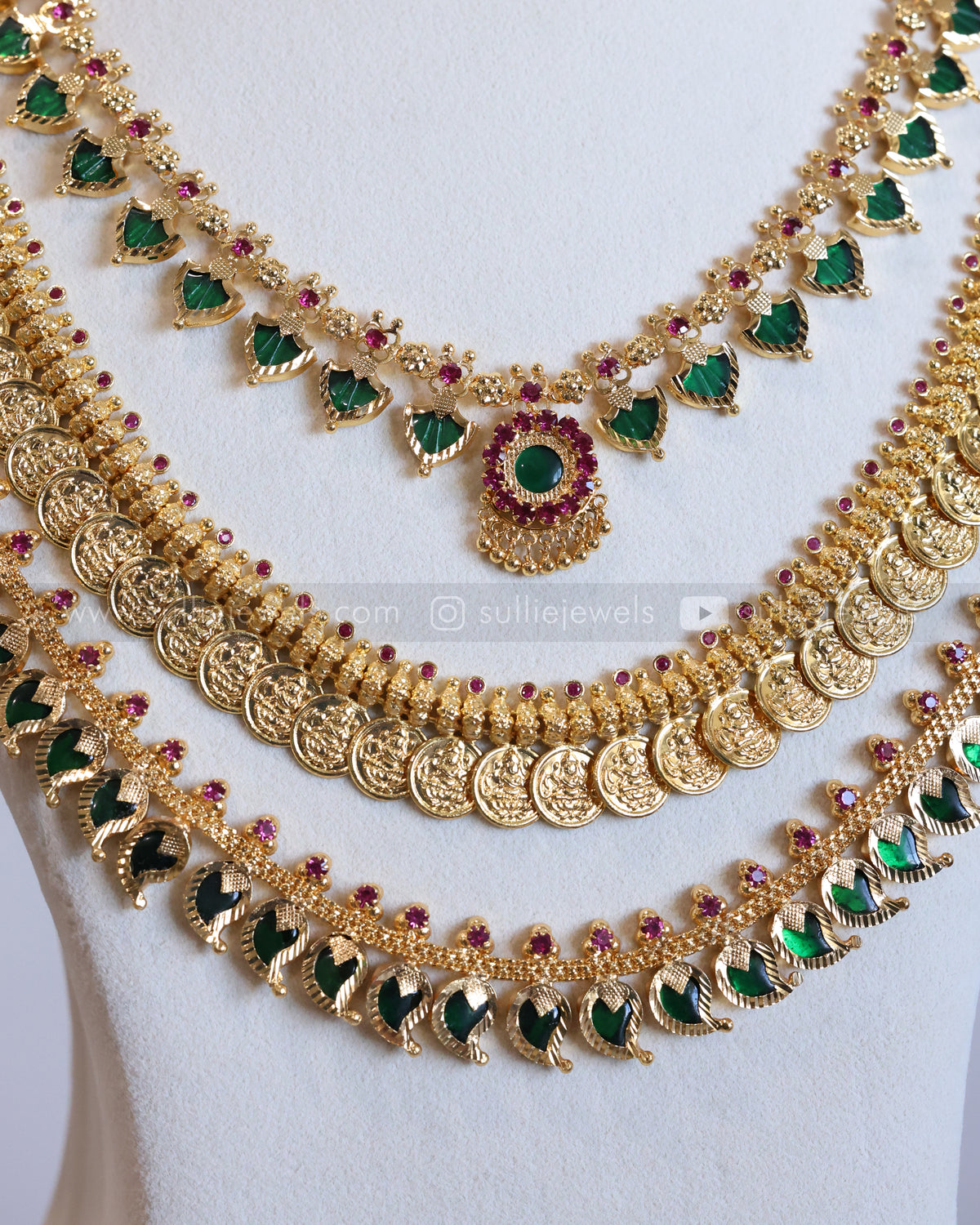 Gold Plated Kaashu & Palakka Kerala Bridal Combo ( 4 piece )