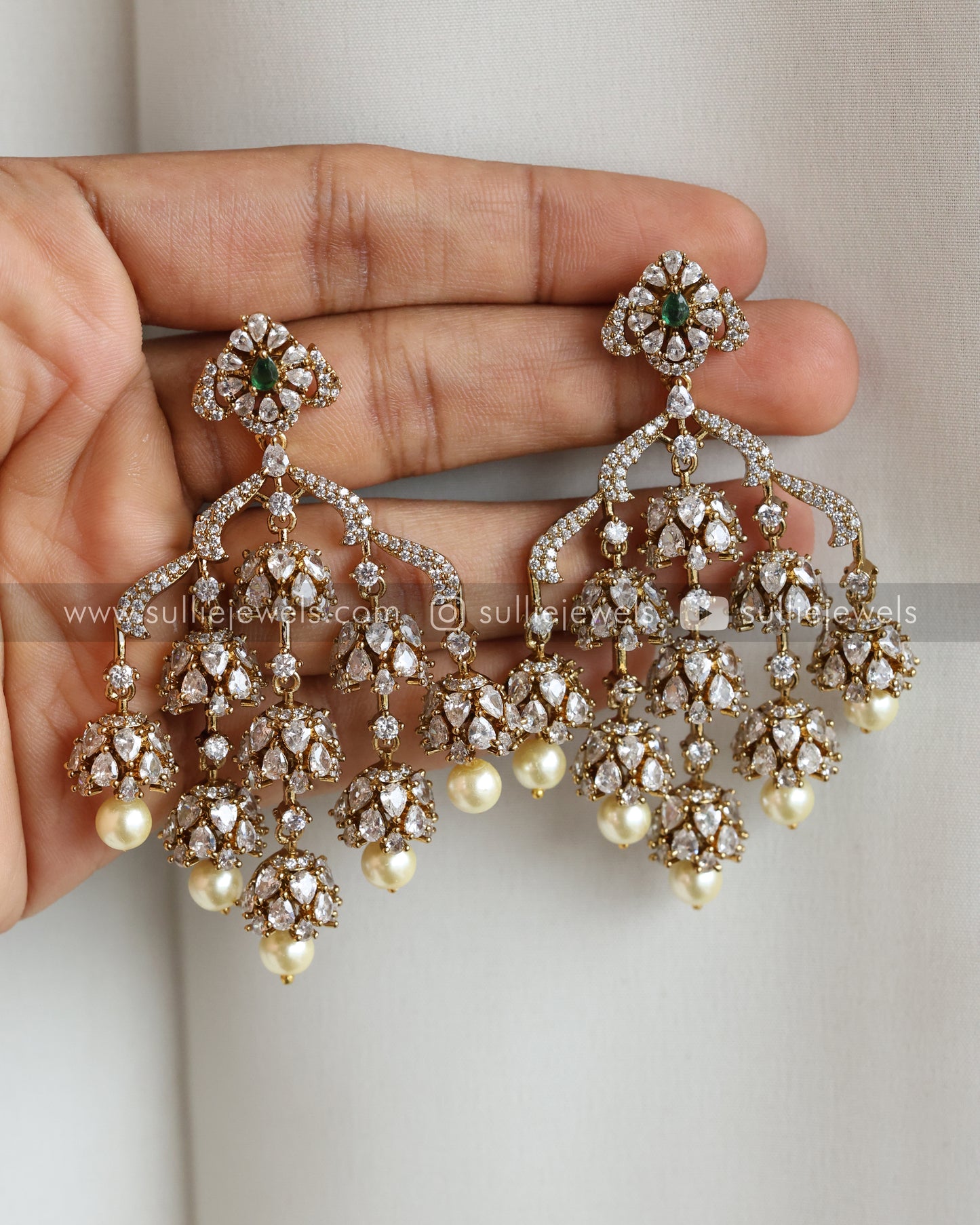 Designer AD Stone Premium Earring - Green