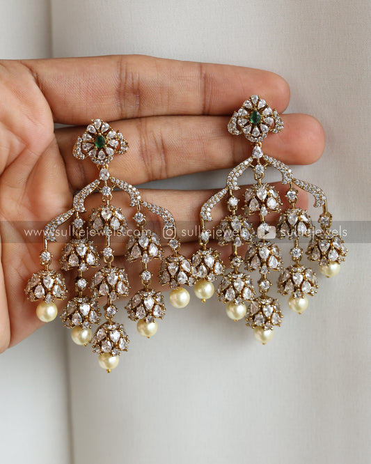 Designer AD Stone Premium Earring - Green