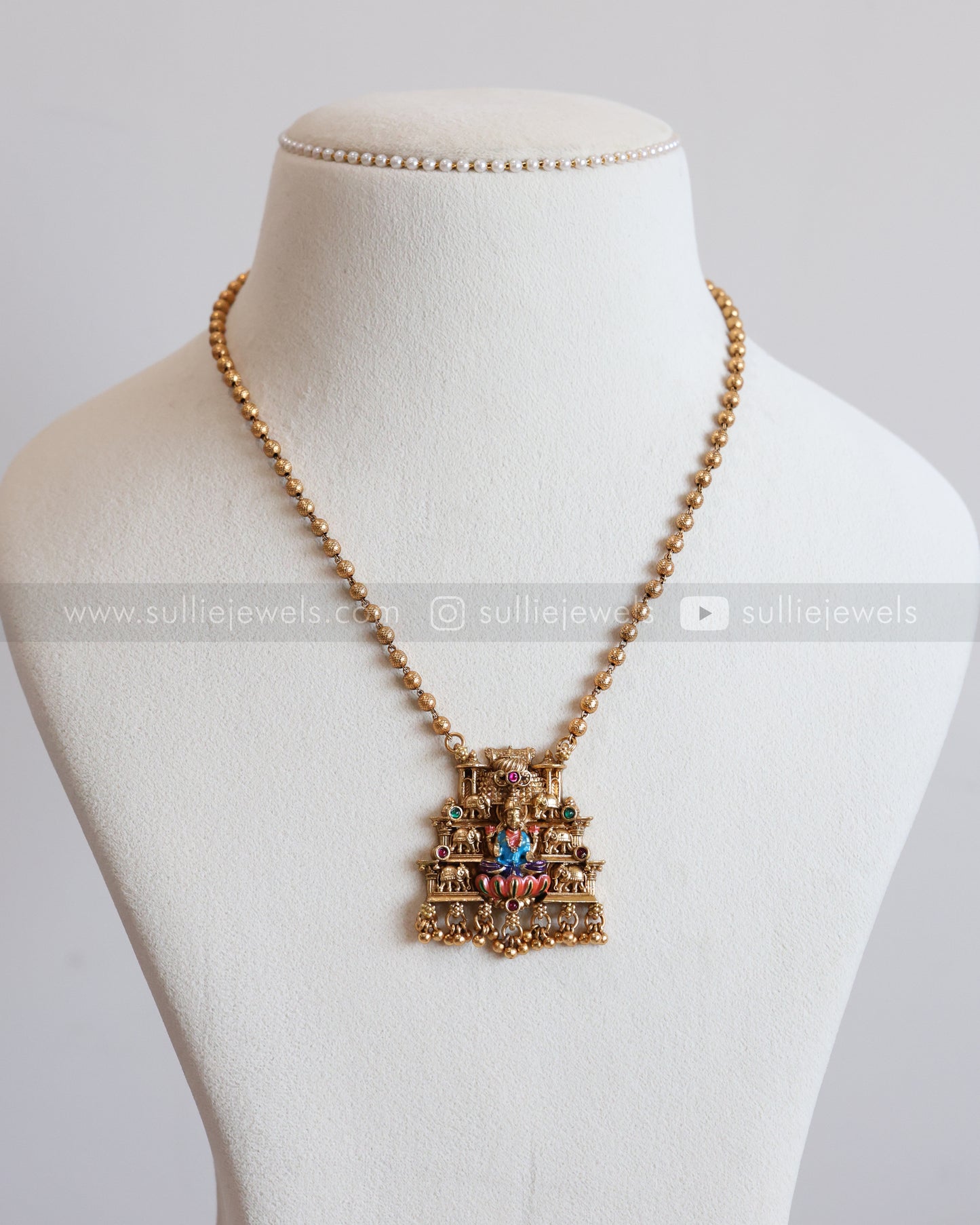 6058 - Sullie Basic Meenakari Lakshmi Elephant Chain with Earring