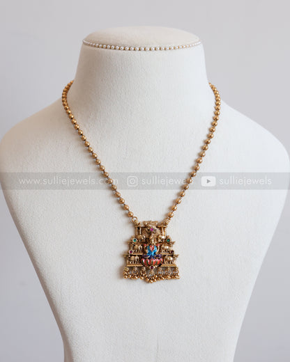 6058 - Sullie Basic Meenakari Lakshmi Elephant Chain with Earring
