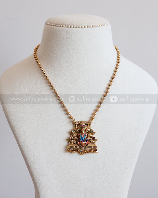 6058 - Sullie Basic Meenakari Lakshmi Elephant Chain with Earring