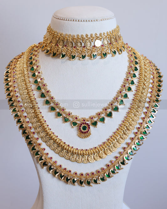 Gold Plated Kaashu & Palakka Kerala Bridal Combo ( 4 piece )