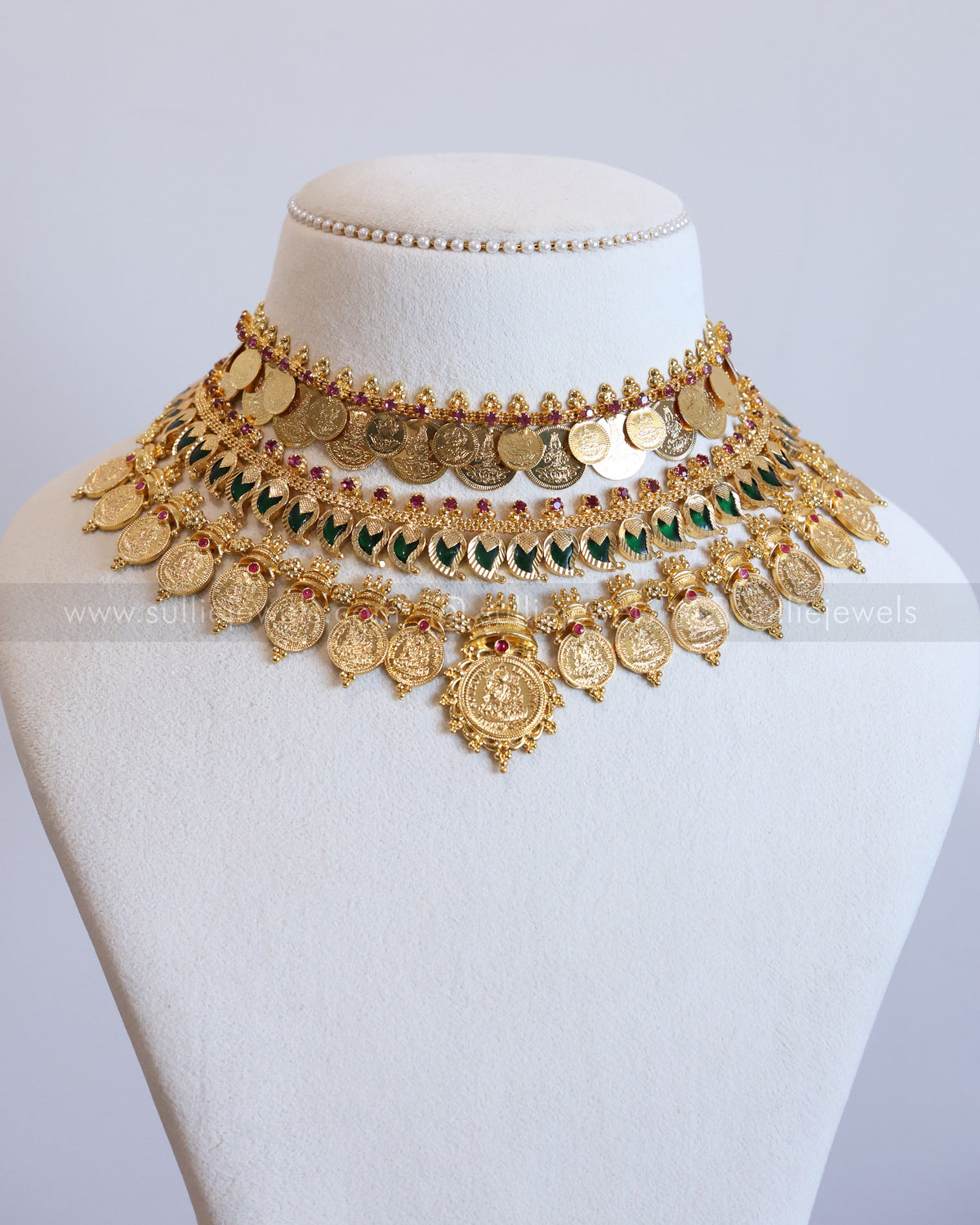 Traditional Gold Plated Mango Coin Layered Combo ( 3 piece )