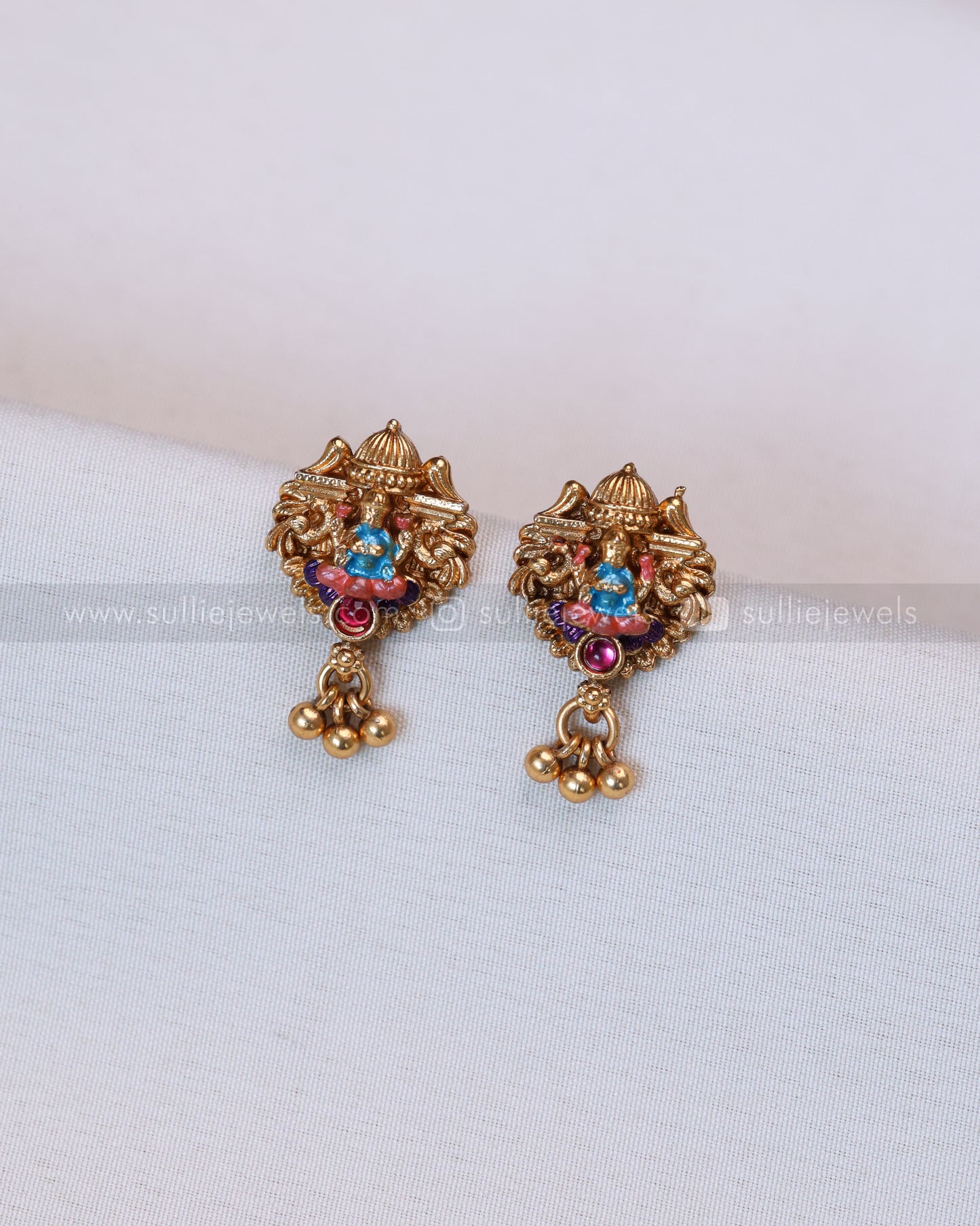6058 - Sullie Basic Meenakari Lakshmi Elephant Chain with Earring