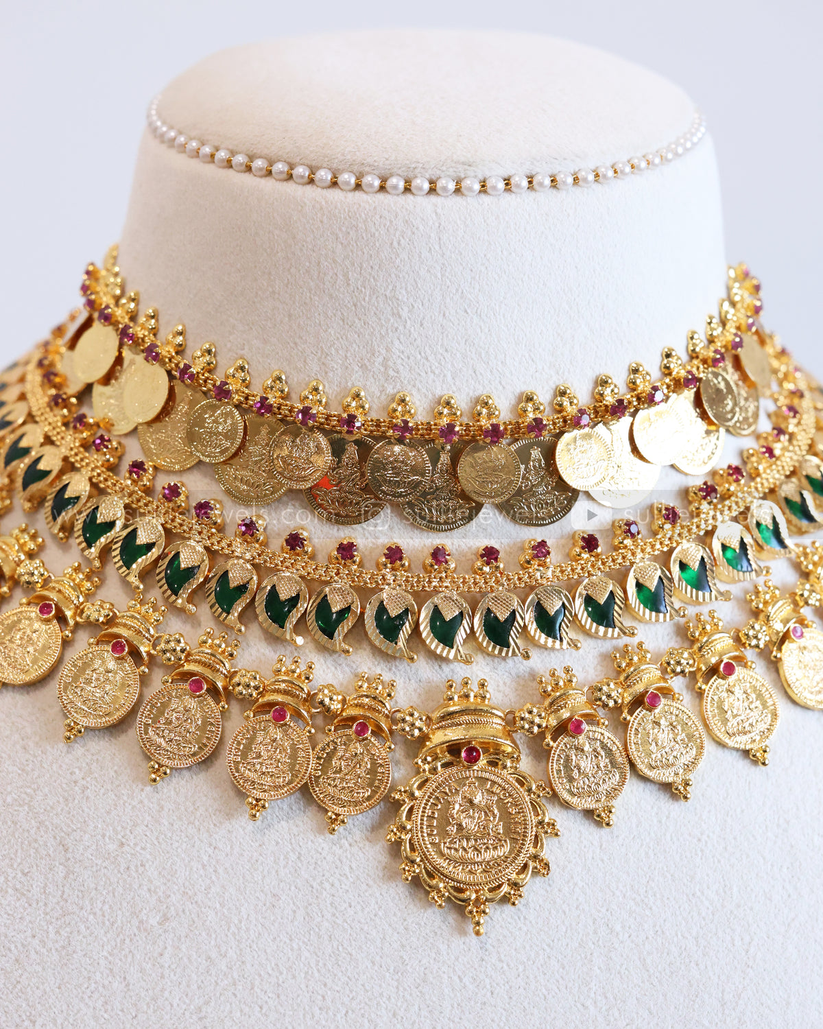 Traditional Gold Plated Mango Coin Layered Combo ( 3 piece )