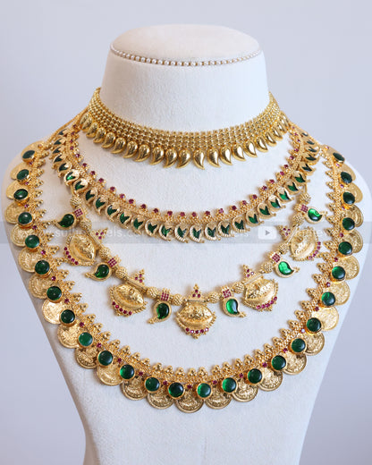 Premium Green Mango & Gold Plated Bridal Combo ( 4 piece )