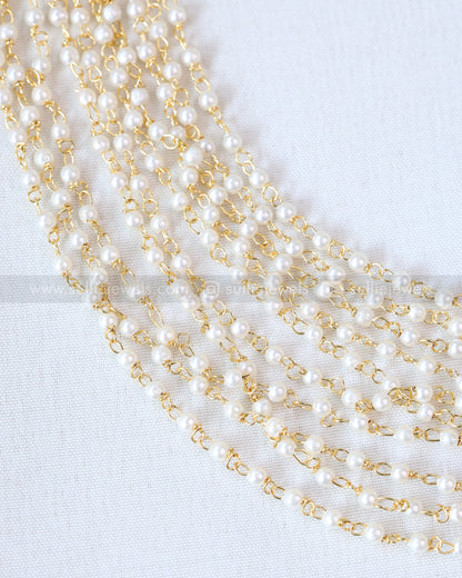 3725 - Sullie Basic - Layered White Pearl Necklace with Stud