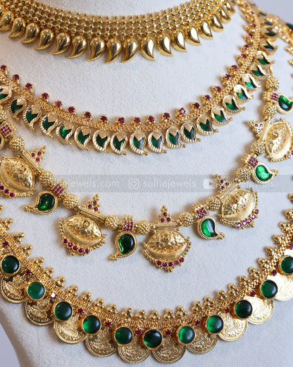 Premium Green Mango & Gold Plated Bridal Combo ( 4 piece )