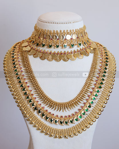 Gold Plated Mango Coin Premium Kerala Bridal Combo ( 6 piece )