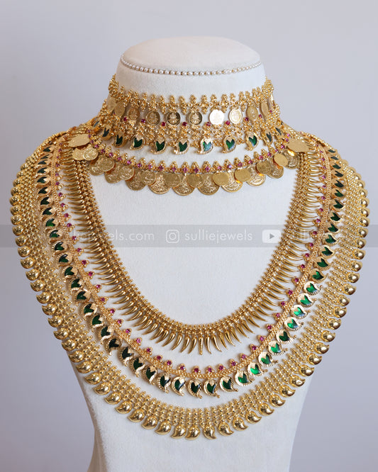 Gold Plated Mango Coin Premium Kerala Bridal Combo ( 6 piece )