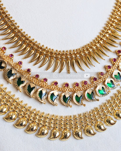 Gold Plated Mango Coin Premium Kerala Bridal Combo ( 6 piece )