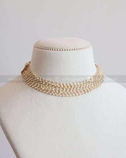 3725 - Sullie Basic - Layered White Pearl Necklace with Stud