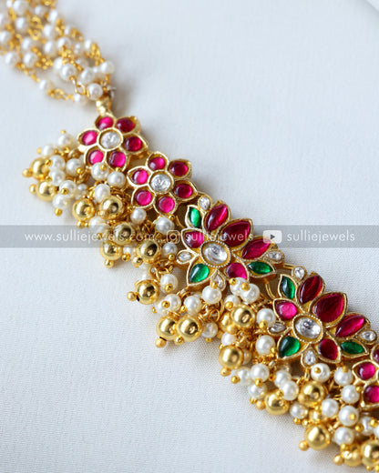 Jadau Lotus Kemp Necklace / Choker with Earring