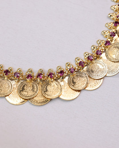 3737 - Two Layer Gold Plated Coin Necklace / Kashumaala