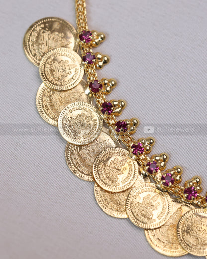 3737 - Two Layer Gold Plated Coin Necklace / Kashumaala