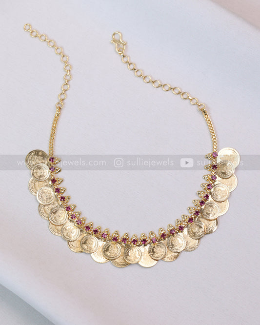 3737 - Two Layer Gold Plated Coin Necklace / Kashumaala