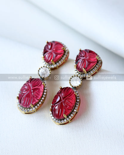 Carved Stone Premium Choker with Earring