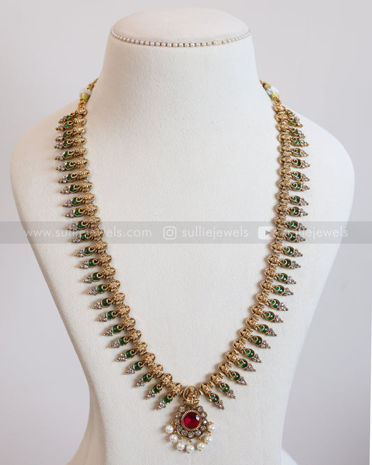 7205- Sullie Basic Ruby Lakshmi Premium Long chain with Earrings