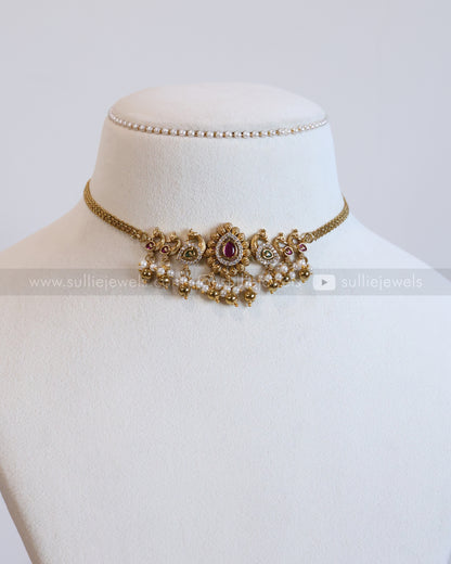 2159 - Peacock Design AD Choker with Jhumka