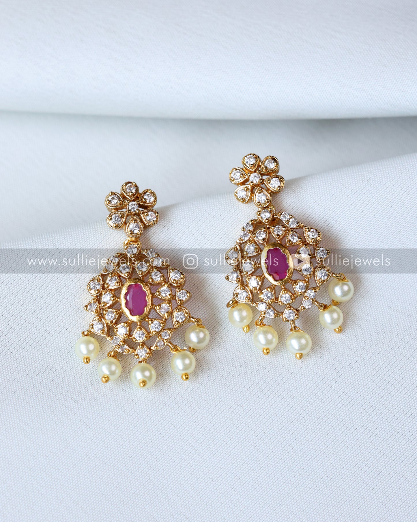 Premium Ruby Stone AD Choker with Earring