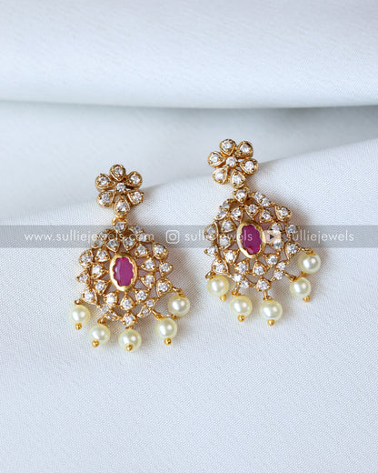 Premium Ruby Stone AD Choker with Earring