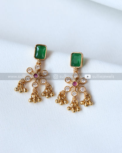 Stone & Flower Necklace with Earring