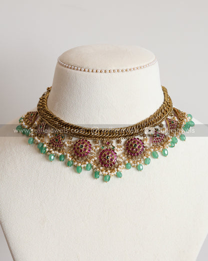 No Idol - Premium Kemp Design Necklace with Earring - Mint Beads