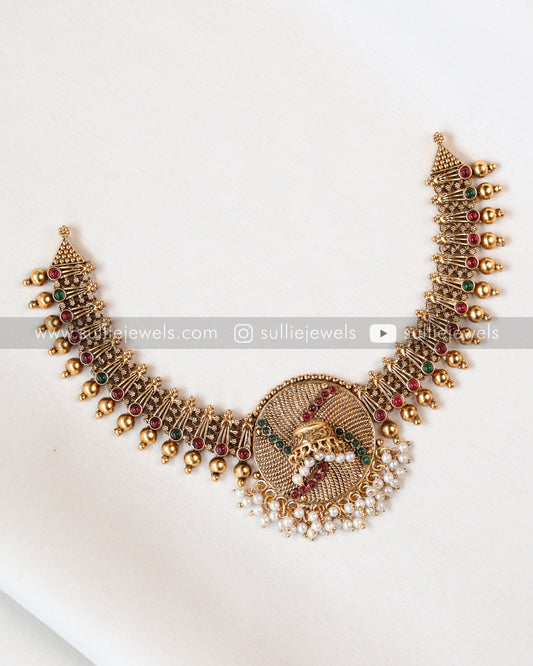 Sullie Basic - Jhumka Gold Multicolour Necklace with Stud
