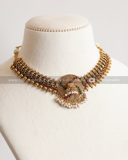 Sullie Basic - Jhumka Gold Multicolour Necklace with Stud