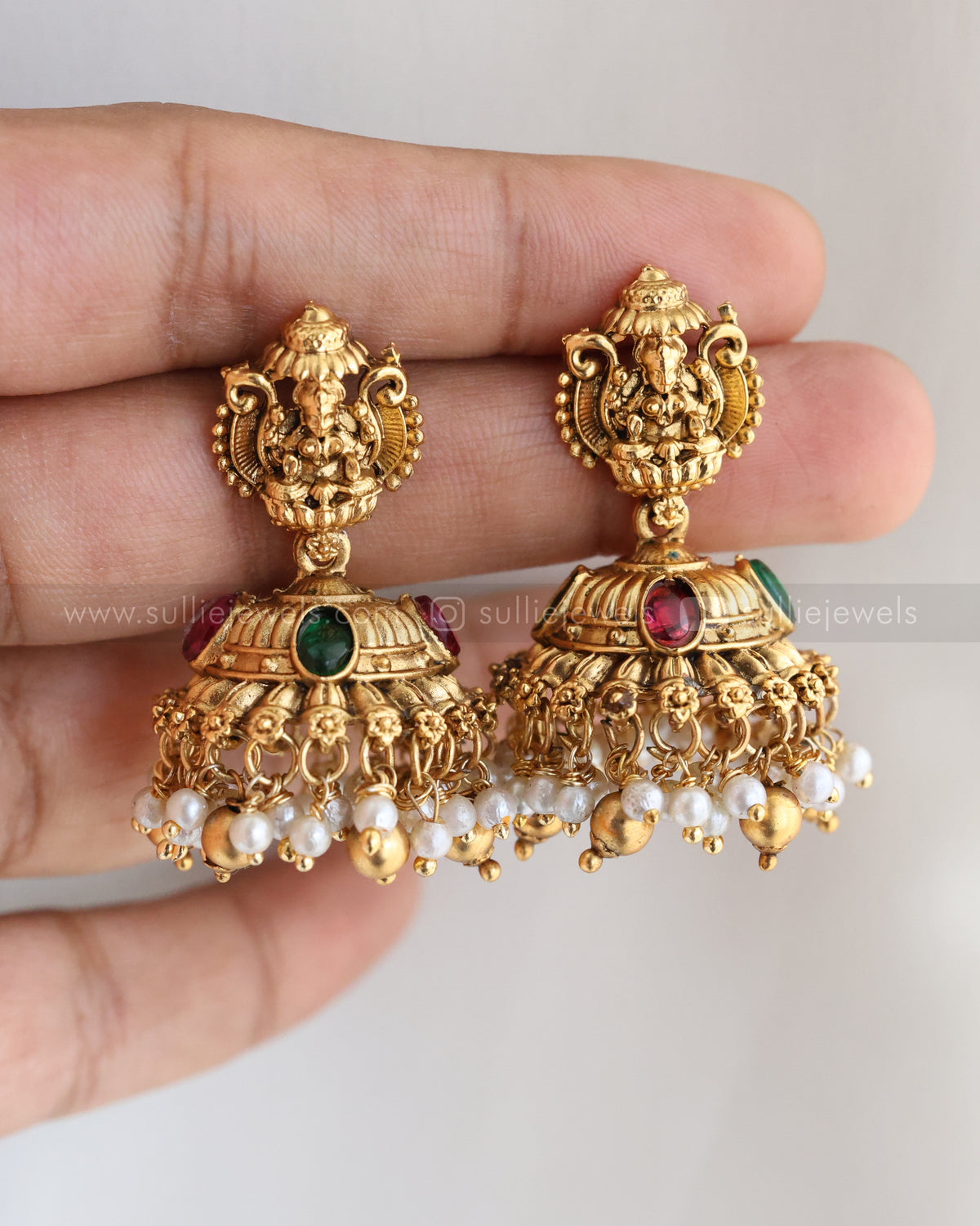 845 - Sullie Basic - Goddess Green Stone Bridal Combo ( 3 piece )