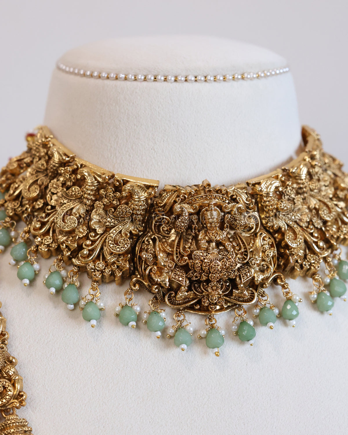 853 - Sullie Basic - Heavy Mint Beads Goddess Bridal Combo ( 3 piece )