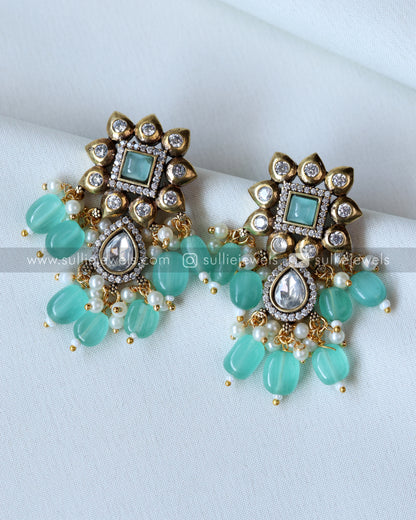 Victorian Polki Diamond Pastel Blue/Green Combo ( 6 piece )