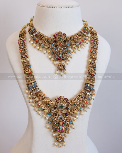 850 - Sullie Basic - Lakshmi Coin Meenakari Design Bridal Combo ( 3 piece )