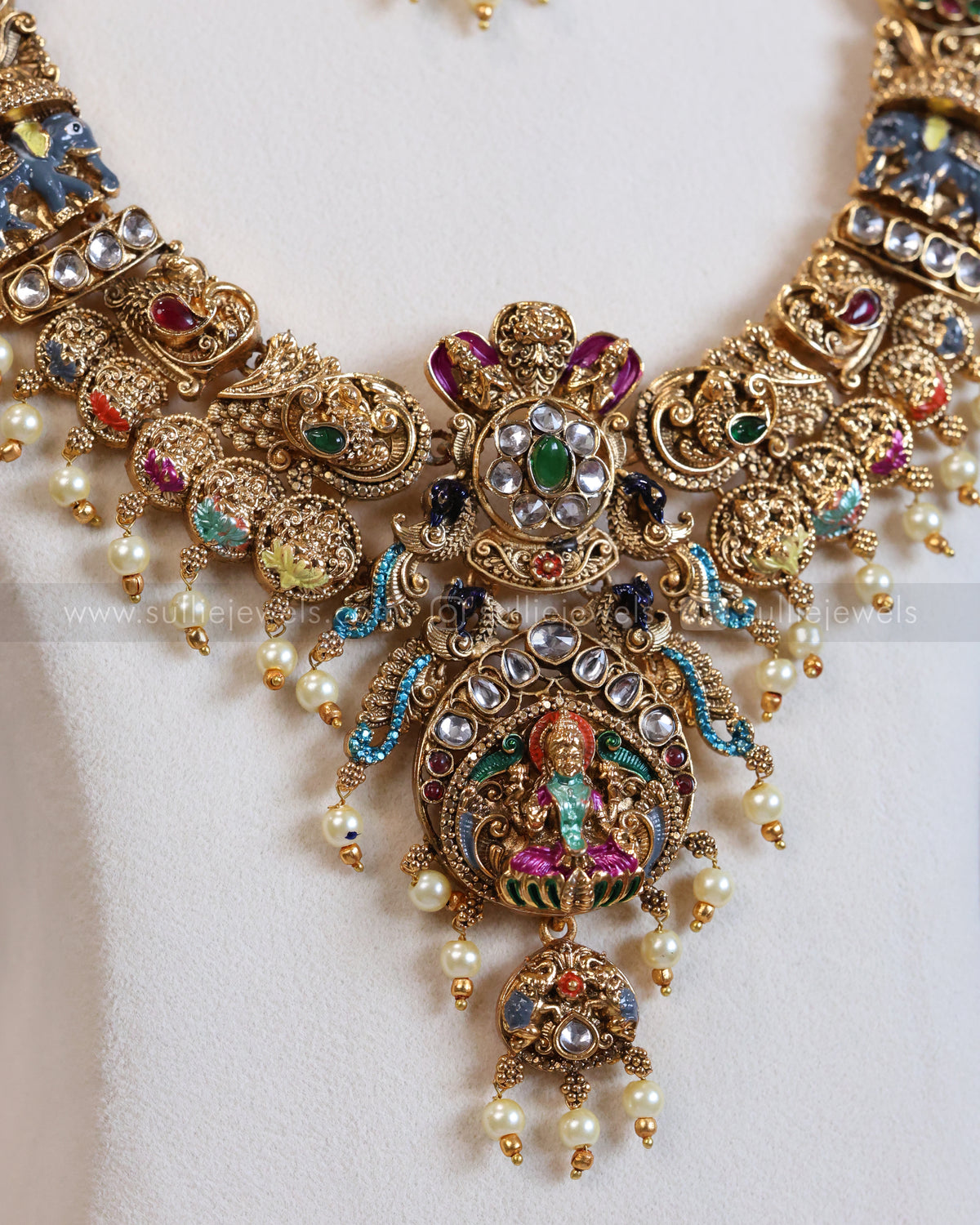 850 - Sullie Basic - Lakshmi Coin Meenakari Design Bridal Combo ( 3 piece )
