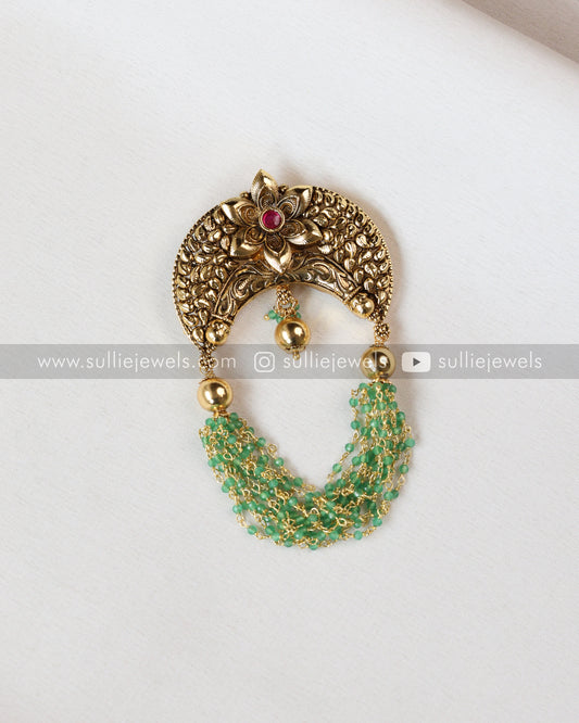 Floral Mint Pearl Beads Hair Brooch - No Idol